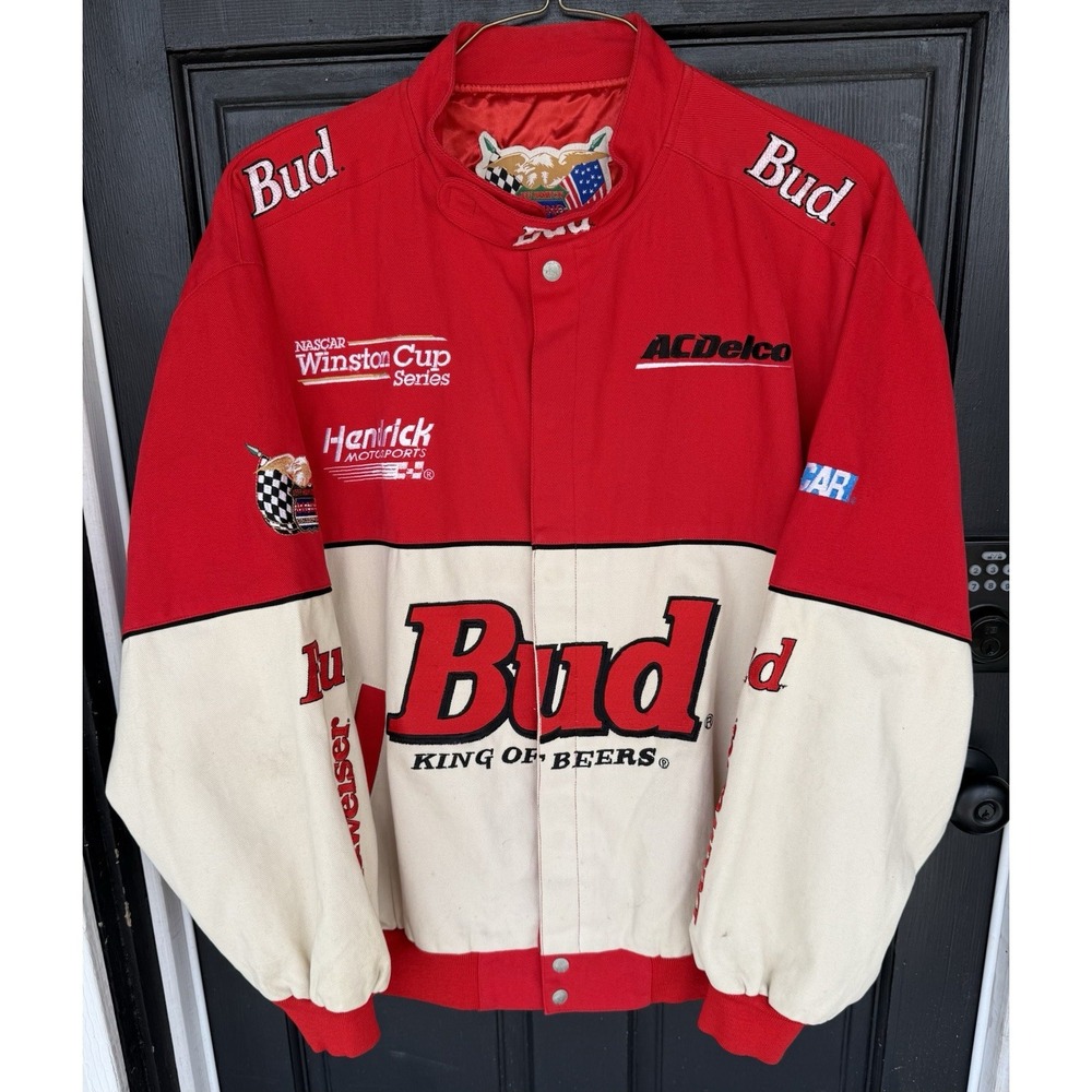 Vintage Budweiser King Of Beers Jeff Hamilton NASCAR‎ Jacket Size XXL